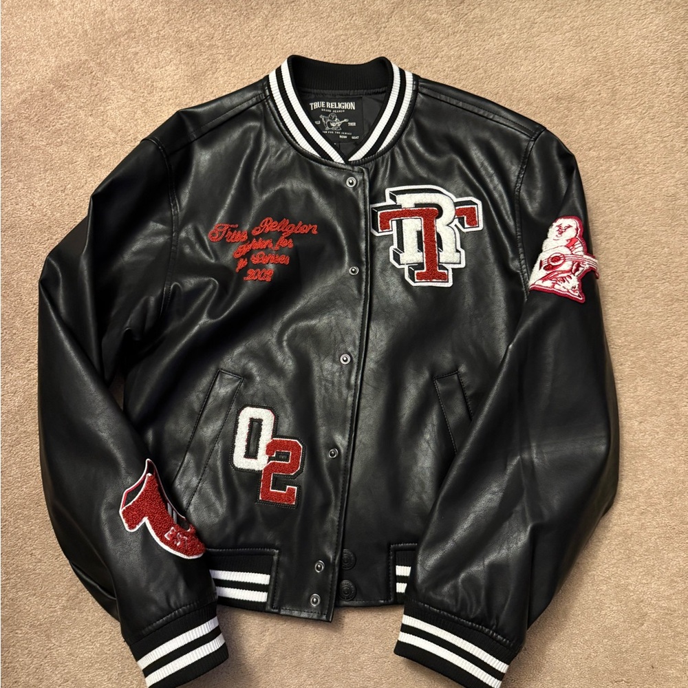 The Blackout Varsity Leather Jacket size m new